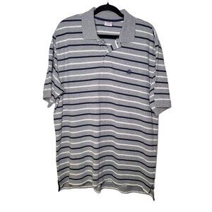 Brooks Brothers gray blue white striped 100% Cotton short sleeve polo Mens Large